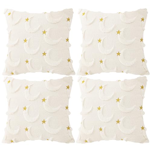 18X18 Inch Pillow Covers ,2 Set Star plush pillowcase ins style soft plush living room sofa pillow cushion waist pillow moon festival decoration,for Couch Sofa Bedroom Living Room Decor (white)