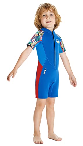 Heavyoff Roupa de mergulho infantil para meninos e meninas, 2,5 mm, roupa de banho térmica juvenil c