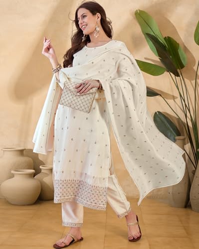 Image of SheWill Kurta Set for Women - Maroon Velvet Zari Sequence Cording Embroidered Kurta with Pant and Cutwork Organza Dupatta