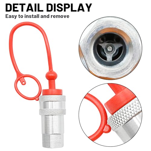 MDEOOSKY 2 Pcs 1/4\" Hydraulic Quick Connect, Ag ISO 5675 Hydraulic Quick Connect Couplers, Pioneer Style Hydraulic Fittings with Dust Caps