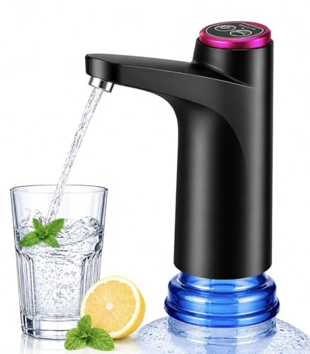 Image of Electric Water Dispenser Pump, USB Rechargeable, Portable, for 5L to 20L Bottles, Stainless Steel Spout, Food Grade Silicone Hose