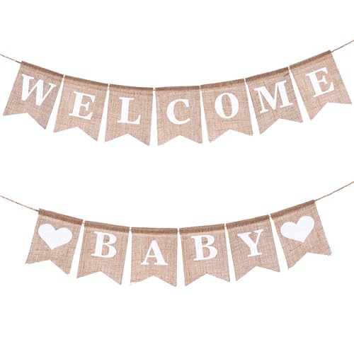 Welcome Baby 'Banner Baby' Decoração de Baby Shower linho grinalda de serapilheira vintage Banner decoração bem-vinda casa bebé para recém-nascidos bem-vindas festa decoração e real de gênero