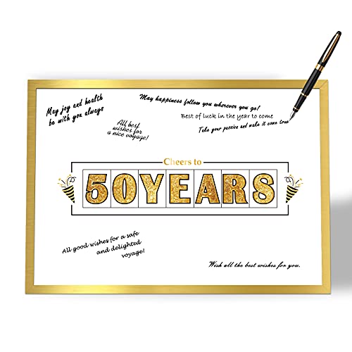 gisgfim Aluminum Gold Frame 50th Birthday or Wedding Anniversary Decorations with Frame Cute Guest Book Alternative Party Decorations Supplies with Aluminum Gold Frame for Women Men gisgfim Aluminum Gold Frame 50th Birthday or Wedding Anniversary Decorations with Frame Cute Guest Book Alternative Party Decorations Supplies with Aluminum Gold Frame for Women Men