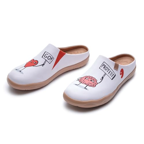 Image of UIN Slipper Woman Travel Art Painted Shoes Wide Toe Casual Home Slip On Mules Malaga