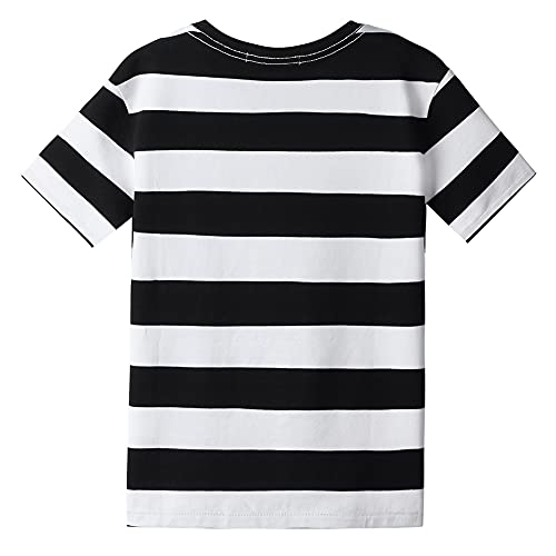 DILBYKE Boys Girl Short Sleeve Striped Crew Neckline T-Shirts Kid Tee, Cotton, 2-14Years, Loose Fitting2