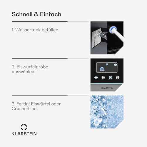 Klarstein Eiswürfelmaschine Klein, 1,8L Eiswürfelbereiter, Eiswürfelmaschine für Crushed und Bullet Eis, Schnelle Mini-Eiswürfelmaschine, Leichte Reinigung, Eiswürfelbereiter für 15kg/24h 4 Klarstein Eiswürfelmaschine Klein, 1,8L Eiswürfelbereiter, Eiswürfelmaschine für Crushed und Bullet Eis, Schnelle Mini-Eiswürfelmaschine, Leichte Reinigung, Eiswürfelbereiter für 15kg/24h