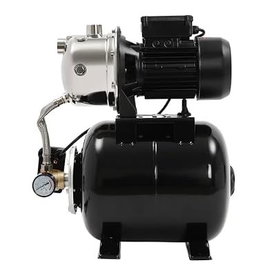 1.0HP Shallow Well Pump with Pressure Tank, 110V Automatic Irrigation Water Booster Jet Pump, Water Pumps Booster System 147FT for Home Garden Lawn Farm (Black)