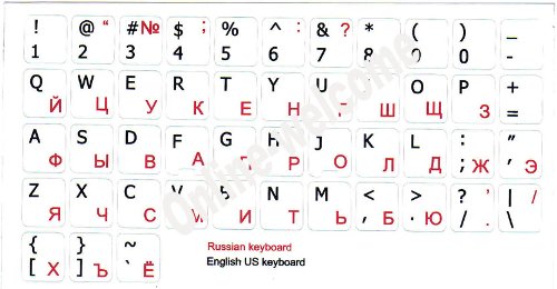 Pegatinas rusas-inglés blancas para teclados de laptop miniatura 2