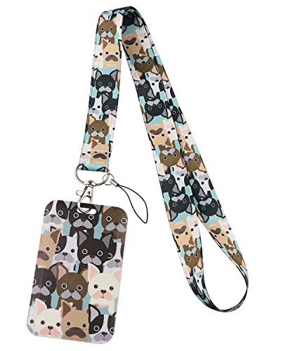 DMLSKY Cordino e porta badge con bulldog, impermeabile, protezione rigida per carte scolastiche e ufficio, accessori per insegnanti e studenti