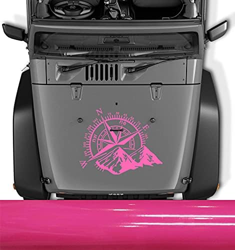 Compass with Mountains Hood Vinyl Decals for Jeep Dodge Ram Ford Tundra Tacoma Toyota or Any Others - Blue