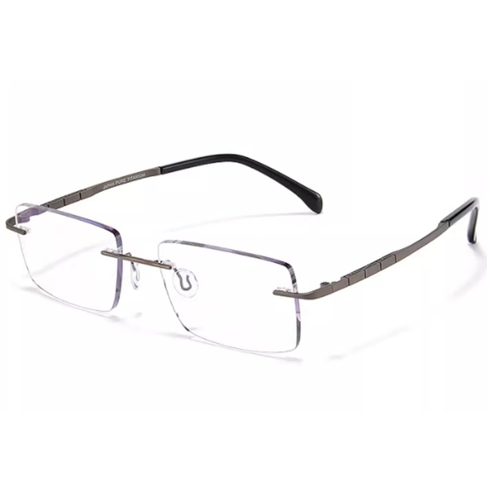 NILZA Randlos Sonnenleser Lesebrille Unisex Lesesonnenbrille Rahmenlose Sonnenbrille Multifokale Computerbrille Presbyopie Brille Titanlegierung (Size : 2.0X)