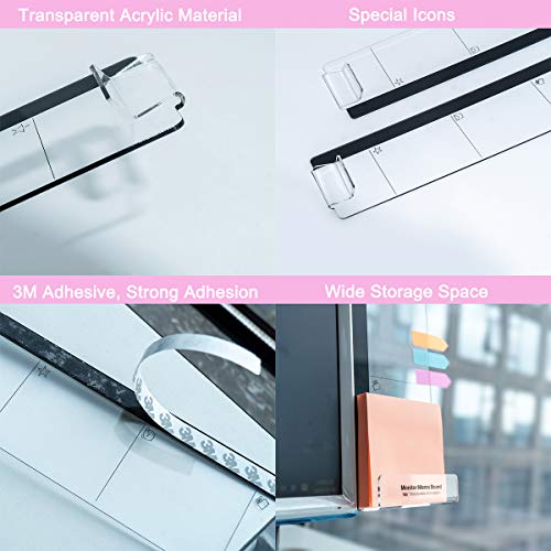 Monitor Memo Board 3pcs Computer Message Sticky Note Holder with Pen Pencil Holder Phone Pad Charge Panel Left Right Bottom Side for Office Home Desk Organizer + Sticky Notes + Colored Tabs - Thumbnail 6