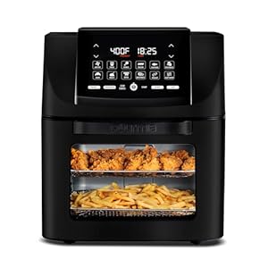 Gourmia Air Fryer – 14 Qt All-in-One Oven with Rotisserie, Digital Display with 12 Presets, Roast, Bake, Broil, Dehydrate, Dishwasher Safe Accessories, Black