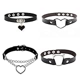 halsband damen leder  4 Stücke Halsband Damen, Lederhalsband Halskette Gothic, Damen Gothic Collar, für Männer und Frauen Halsverband, Valentinstagsgeschenk, Jubiläumsgeschenk(Schwarz)