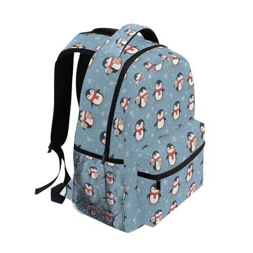 Penguin Snowflake Blue Backpack for School Boys Girls Adults Kids Bookbag Laptop Bag 18L2