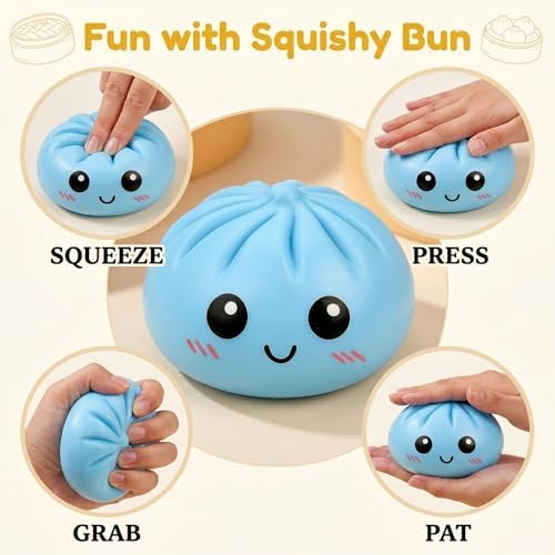 Dumplings Squishy Bun Glitter Squishies Dumpling with Box Squishy Stress Balls Soft Squeeze Decompression Dough for Adults, Office & Study Relaxation
