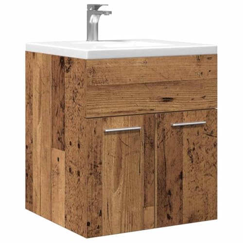 WRJENFSC Armario de baño de madera reciclada 41 x 38,5 x 46 cm, montaje en pared, con espacio de almacenamiento y asas, poco espacio, para baños pequeños y WC de invitados