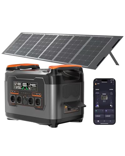 NECESPOW Tragbare Powerstation mit 400W Solarpanel, 2047,5Wh Balkonkraftwerk mit Speicher S2400, Solargenerator mit AC 2400W (4000W Spitze) für Hause Camping