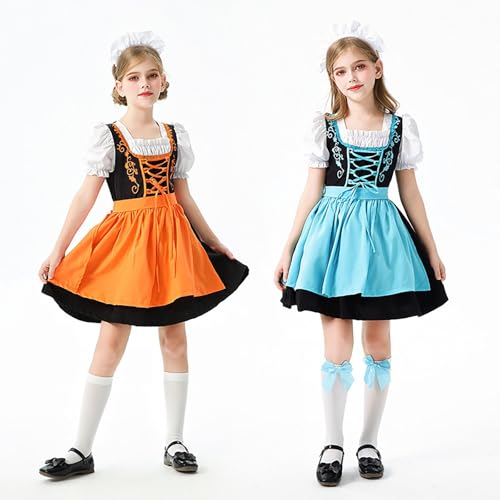 Traditional Oktoberfest Outfit Dress for Girls Kids Teens German Ethnic Dirndl Dress with Apron Halloween Outfits4