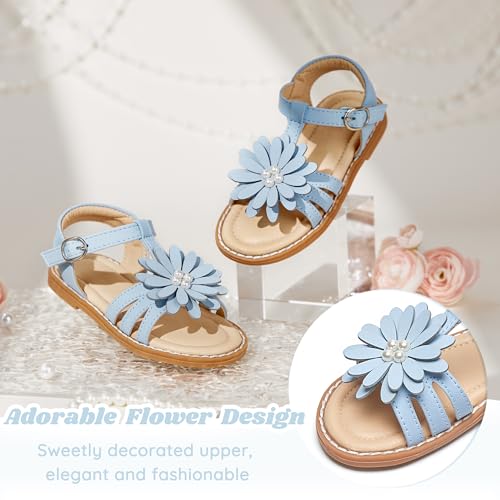 Image of Flaryzone Girls Sandals Open Toe Summer Flats Dress Sandals Shoes Toddler /Little Kid