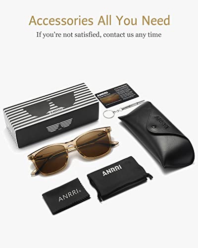 ANRRI Vintage Polarized Sunglasses for Men Women Retro Square Sun Glasses with Spring Hinges4