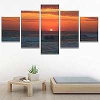 SIGNWIN 5 Panel Canvas Wall Art Skyline Sunset for Home Decorations Ready to Hang - 60