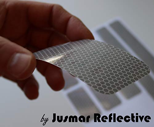 Jusmar Waterproof Reflective Stickers (5 Pack) 45Pcs High Intensity Reflector Decals For Hard And Flat Surfaces, For Night Visibility, Silver Color #TOP3