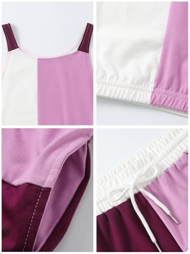 Image of Size 7-14Y Girls Clothes 2 Piece Outfits Striped Tank Top Drawstring Shorts Teen Girls Summer Clothing Sets