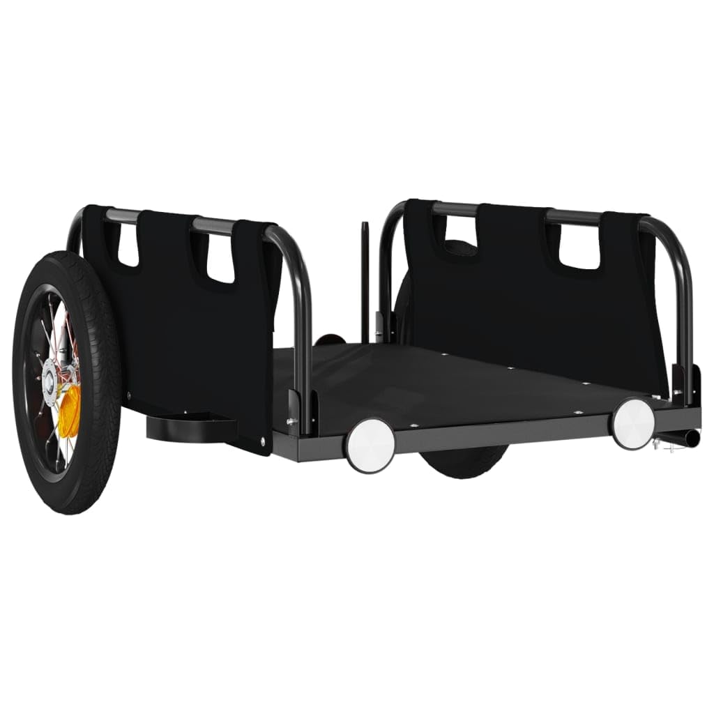 Fahrradanhänger Schwarz Oxford-Gewebe und Eisen, Fahrrad Anhänger, Lastenanhänger, Handwagen, Fahrrad-lastenanhänger, Lastenfahrrad 94164