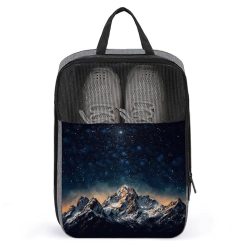 Sac à chaussures imprimé Nuit étoilée gris en taille unique pour le rangement suspendu de voyage
