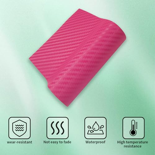 Image of Compatible with Carbon Fiber Bowtie Emblem Wrap Kit GMC Logo Overlay Vinyl Wrap with Squeegee and Cutter (9PCS Pink)
