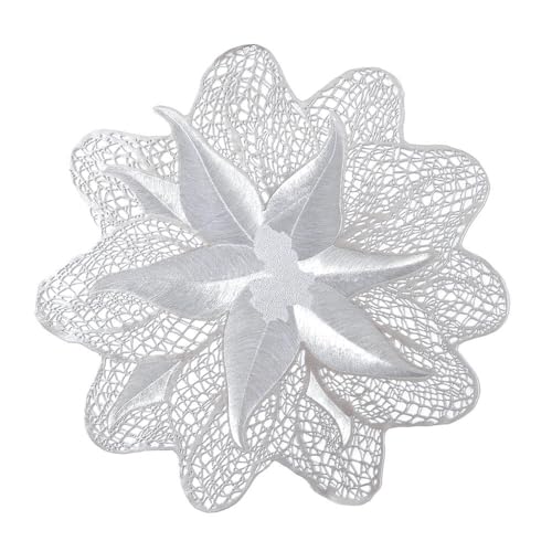 Image of 4 Pack Western-Style Flower Placemat Dining Table Decorative PVC Heat-Resistant Table Mat Plastic Table Mats for Table Decor Festive Season (Gold, Silver, Red, Rose Gold Colors)