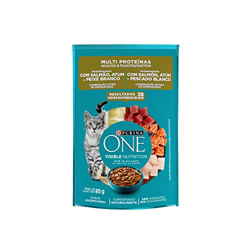 Ração Úmida Gatos PURINA ONE Salmão, Atum e Peixe Branco 85g