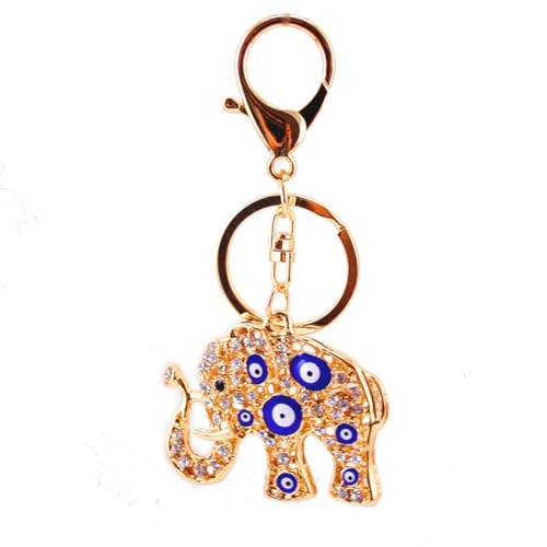 Llavero de 2 piezas con diseño de elefante azul de dibujos animados para mujer, llavero con colgante de mochila, color azul, azul, Talla única