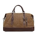 Bolsa de viaje de fin de semana, multifunción, bolso de mano, bolso de hombro para fin de semana, de lona, piel sintética, retro, bolsa de deporte, bolsa de viaje, bolso de lona, unisex, holdall,