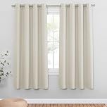 PONY DANCE Eyelet Light Beige Curtains - Thermal Insulated Privacy Energy Saving Curtains & Drapes, Super Soft Cream Noise Reducing Drapes for Kid's Bedroom Living Room, 46 x 72 Inches, 2 Panels