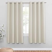 PONY DANCE Eyelet Light Beige Curtains - Thermal Insulated Privacy Energy Saving Curtains & Drapes, Super Soft Cream Noise Reducing Drapes for Kids Bedroom Living Room, 46 x 72 Inches, 2 Panels