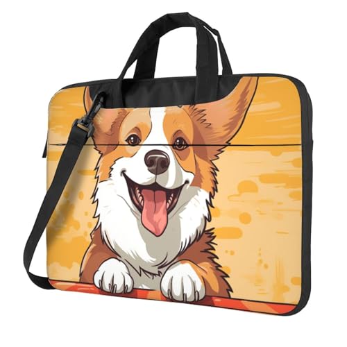 Housse ordinateur corgi sac à bandoulière anti-rayure avec poignée