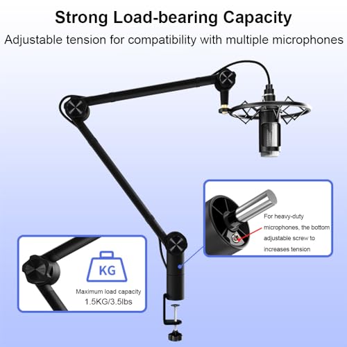 Support de microphone anti-vibration et bras de flèche pliant universel