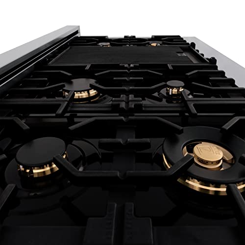 Zline Kitchen And Bath RTZ-48-G Zline Autograph Edition 48 Inch Porcelain Rangetop With 7 Gas Burners In Stainless Steel And Gold Accents thumb #5