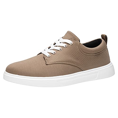 Men Casual Shoes Fashionable and Simple Solid Color Thick Bottomed Flat Bottomed Comfortable Canvas Dress Down Shoes Men (Khaki, 8.5)