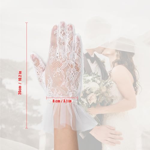 Long Keeper Lace Gloves for Women - Ladies Elegant Tulle Wedding Pearl Gloves Short Opera Tea Party Floral Bridal Gloves2