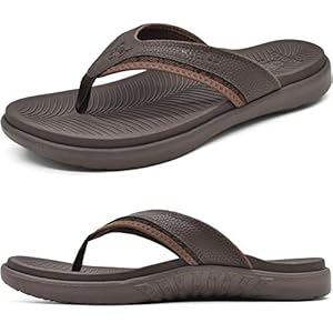 KuaiLu Mens Sport Flip Flops Comfort Orthotic Thong Sandals with Plantar Fasciitis Arch Support Outdoor Summer Beach…