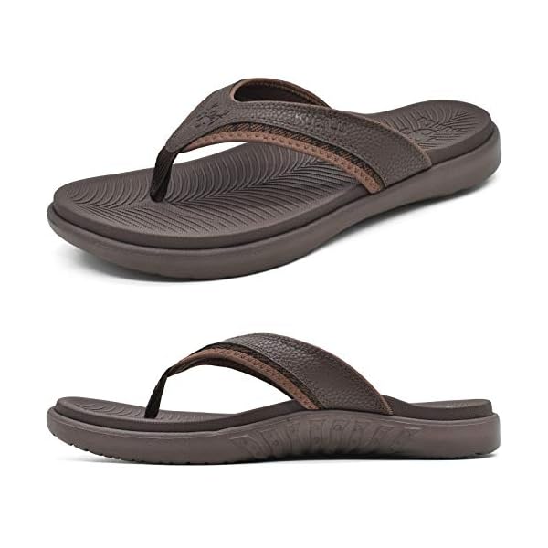 KuaiLu Mens Sport Flip Flops Comfort Orthotic Thong Sandals with Plantar Fasciitis Arch Support Outdoor Summer Beach…