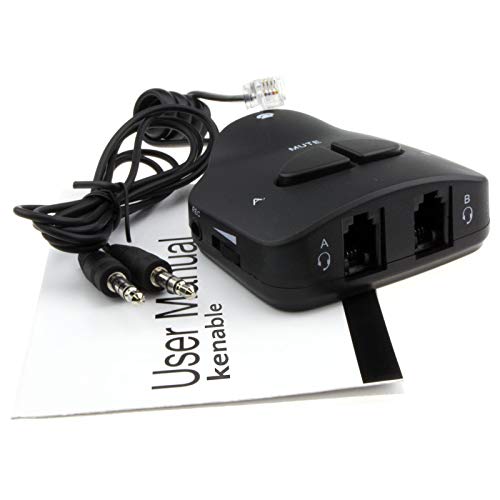 kenable Call Centre Telephone Handset/Headset Training Adapter Mute/Volume/Record