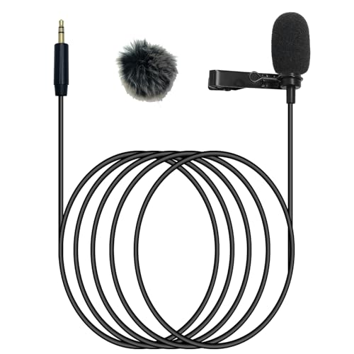 NewTH Lavalier Lapel Microphone Condenser Mic Condenser Wired Clip On Lav Mic (Straight 3.5mm TRS Plug for DJI and for Rode)