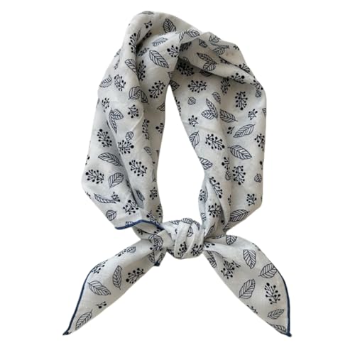 HSTWODE 1 foulard en coton et lin doux - Motif floral pour femme - 53 x 53 cm - Artistique rétro et frais moderne - Accessoire polyvalent pour femme pour...