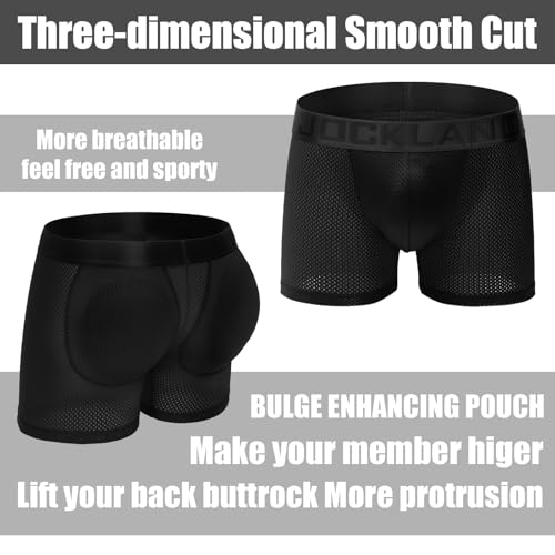 Men's Padded Underwear, Men's Breathable Butt Lifting Boxer Briefs with Removable Pads3