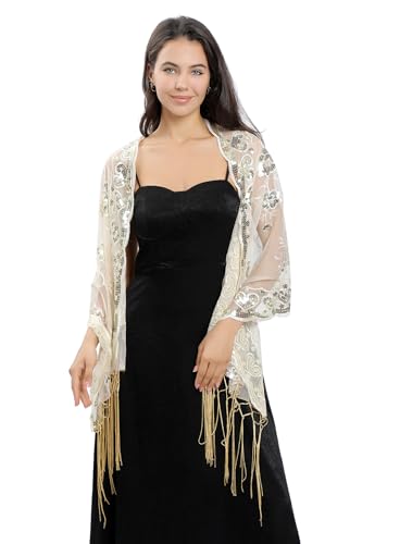Baoqiya Sparkling tassels Wedding Scarf for Bride 1920s Women's Shawls and Wraps for Evening Party Dress2