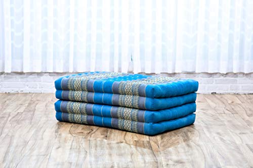 Image of Leewadee Trifold Mattress Standard - Comfortable Thai Massage Pad, Foldable Floor Mattress Filled with Kapok, Perfect to Use as a Sleeping Mat 79 x 28 inches, Light Blue